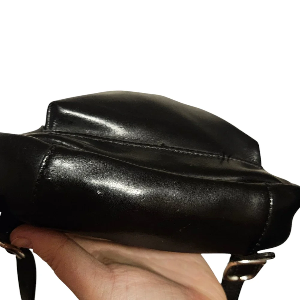 Roots Black Leather Mini Backpack / Purse